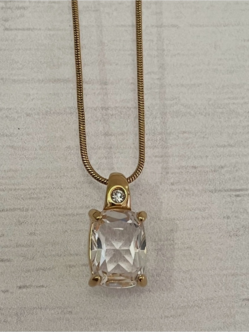 Swarovski gold-tone elongated cushion-cut crystal pendant necklace 15”17.5” - Picture 2 of 15